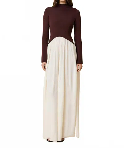 Solid & Striped Soglio Long Sleeve Dress In Raisin Brown In Multi