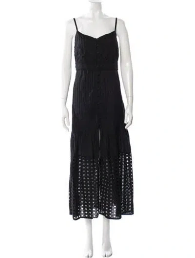 Pre-owned Solid & Striped Square Neckline Long Dress In Black