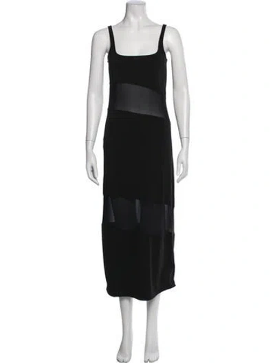 Pre-owned Solid & Striped Square Neckline Long Dress In Black