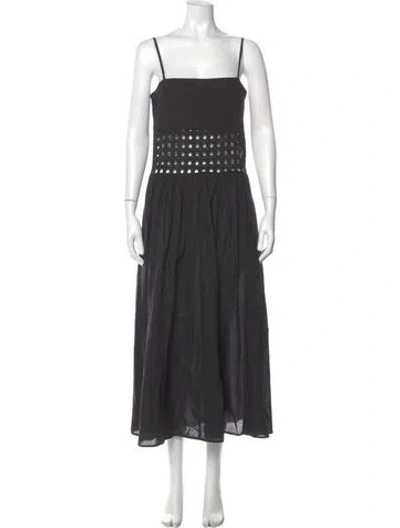 Pre-owned Solid & Striped Square Neckline Long Dress In Gray