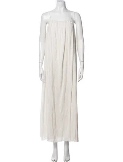 Pre-owned Solid & Striped Square Neckline Long Dress In Neutrals
