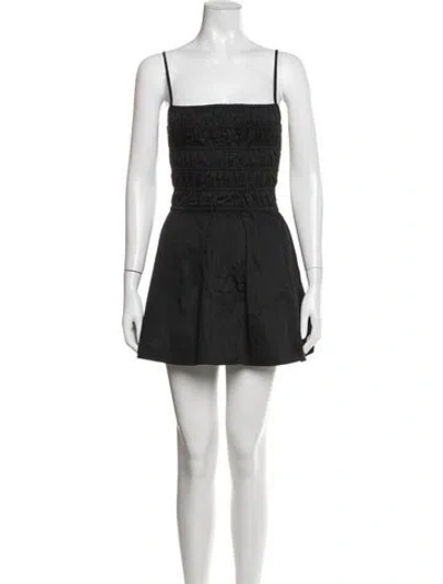 Pre-owned Solid & Striped Square Neckline Mini Dress In Black