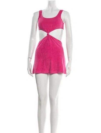 Pre-owned Solid & Striped Square Neckline Mini Dress In Pink