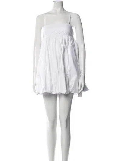 Pre-owned Solid & Striped Square Neckline Mini Dress W/ Tags In White