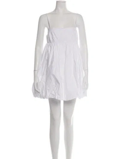 Pre-owned Solid & Striped Square Neckline Mini Dress W/ Tags In White