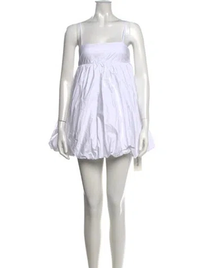Pre-owned Solid & Striped Square Neckline Mini Dress In White