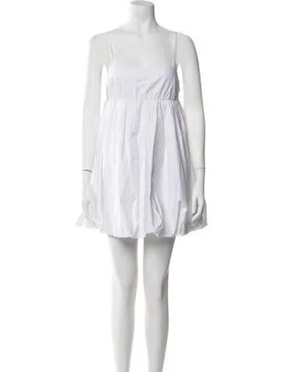 Pre-owned Solid & Striped Square Neckline Mini Dress In White