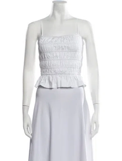 Pre-owned Solid & Striped Square Neckline Sleeveless Crop Top In Blue