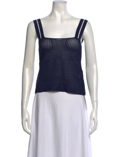 Pre-owned Solid & Striped Square Neckline Sweater In Blue