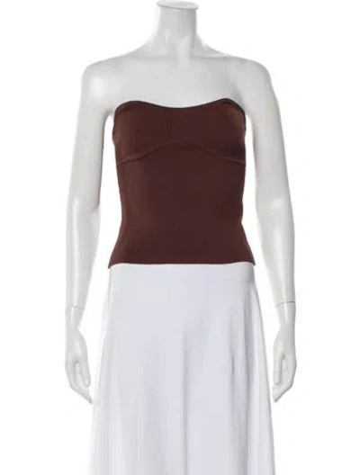 Pre-owned Solid & Striped Strapless Crop Top In Brown