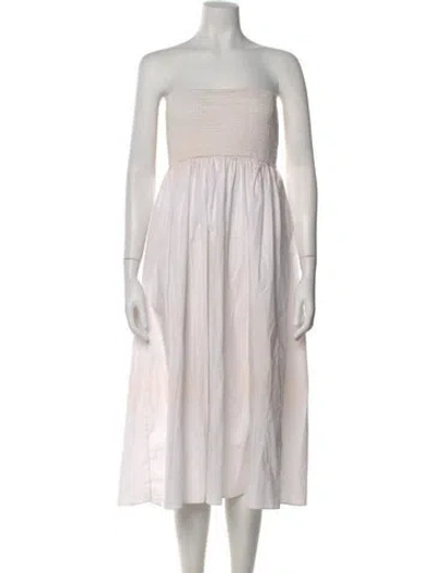 Pre-owned Solid & Striped Strapless Knee-length Dress In White
