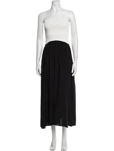 Pre-owned Solid & Striped Strapless Long Dress In Black