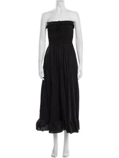 Pre-owned Solid & Striped Strapless Long Dress In Black