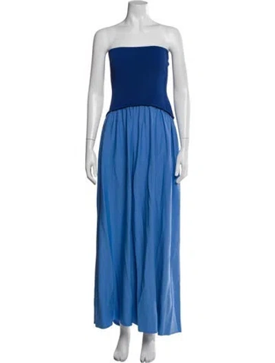 Pre-owned Solid & Striped Strapless Long Dress In Blue
