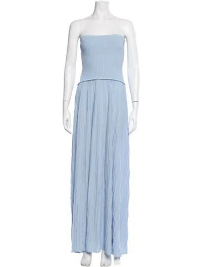 Pre-owned Solid & Striped Strapless Long Dress In Blue