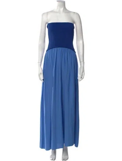 Pre-owned Solid & Striped Strapless Long Dress In Blue