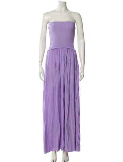 Pre-owned Solid & Striped Strapless Long Dress In Purple
