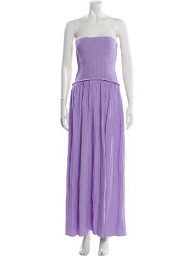 Pre-owned Solid & Striped Strapless Long Dress In Purple