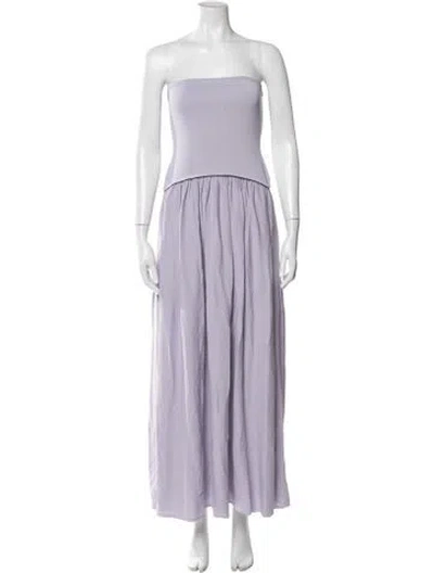 Pre-owned Solid & Striped Strapless Long Dress In Purple