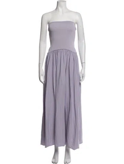 Pre-owned Solid & Striped Strapless Long Dress In Purple