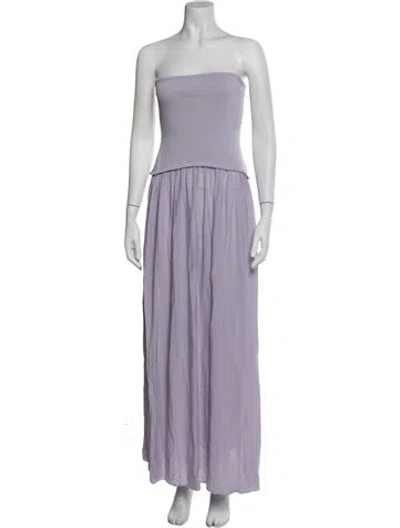 Pre-owned Solid & Striped Strapless Long Dress In Purple