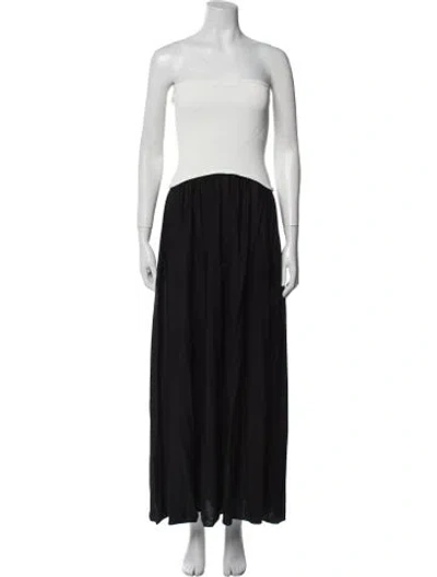 Pre-owned Solid & Striped Strapless Long Dress W/ Tags In Black