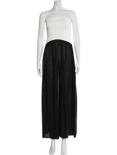 Pre-owned Solid & Striped Strapless Long Dress W/ Tags In Black