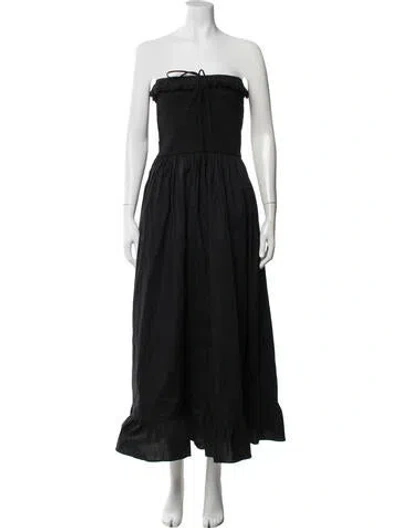 Pre-owned Solid & Striped Strapless Long Dress W/ Tags In Black