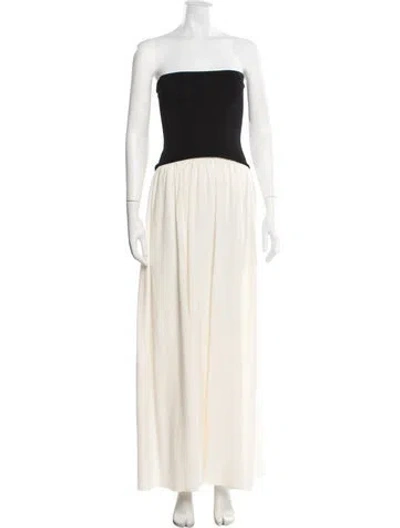 Pre-owned Solid & Striped Strapless Long Dress W/ Tags In Black