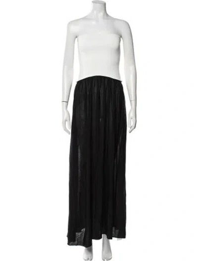 Pre-owned Solid & Striped Strapless Long Dress W/ Tags In Black