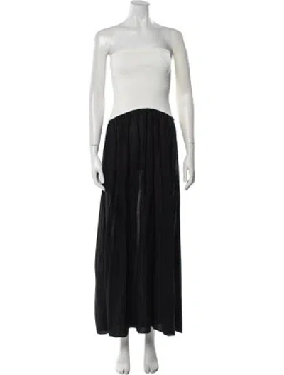 Pre-owned Solid & Striped Strapless Long Dress W/ Tags In Black