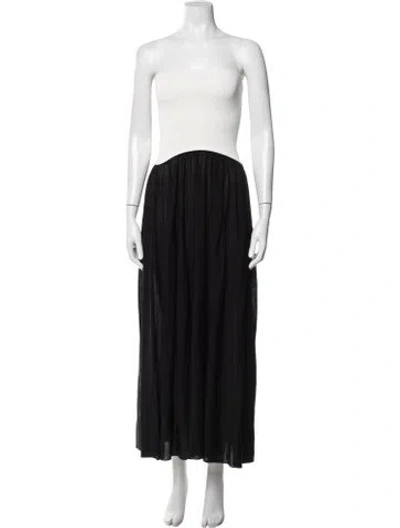 Pre-owned Solid & Striped Strapless Long Dress W/ Tags In Black