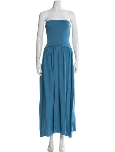 Pre-owned Solid & Striped Strapless Long Dress W/ Tags In Blue