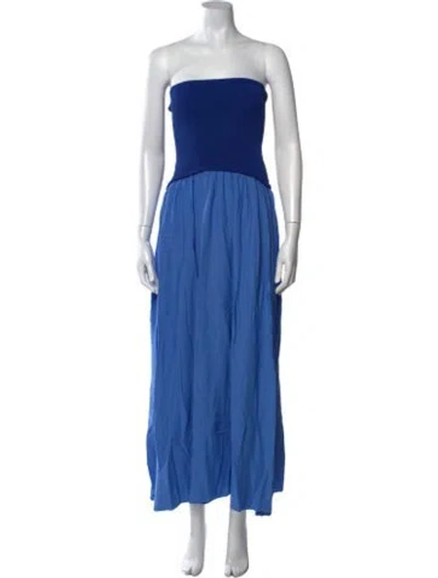 Pre-owned Solid & Striped Strapless Long Dress W/ Tags In Blue