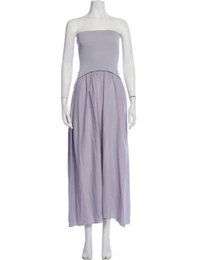 Pre-owned Solid & Striped Strapless Long Dress W/ Tags In Purple