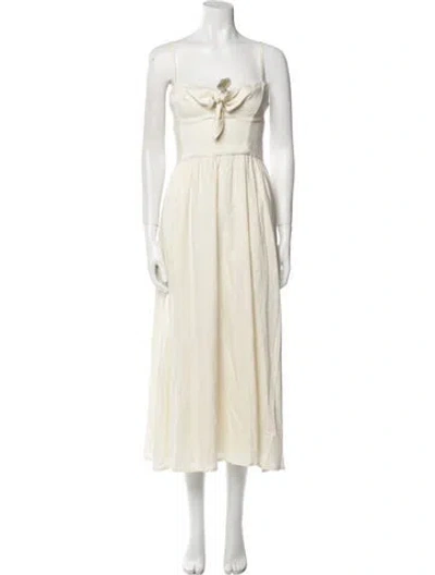 Pre-owned Solid & Striped Strapless Long Dress W/ Tags In White