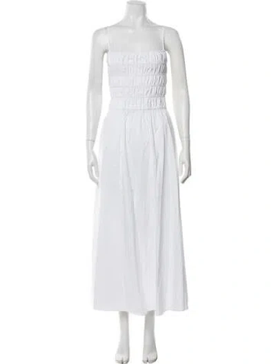 Pre-owned Solid & Striped Strapless Long Dress W/ Tags In White