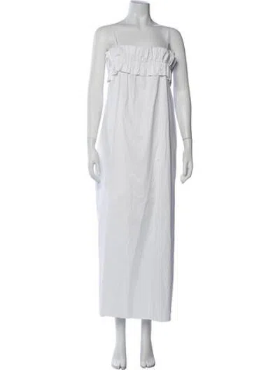 Pre-owned Solid & Striped Strapless Long Dress W/ Tags In White
