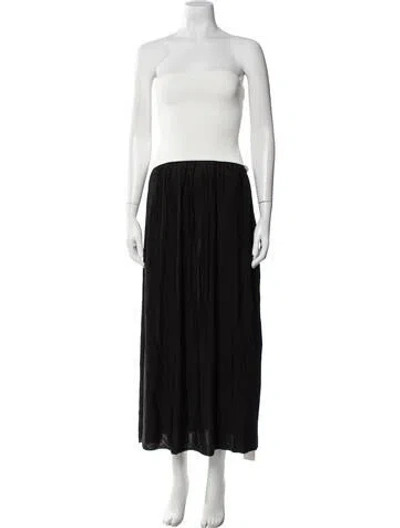 Pre-owned Solid & Striped Strapless Midi Length Dress In Black