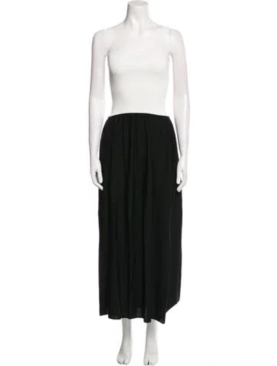 Pre-owned Solid & Striped Strapless Midi Length Dress In Black