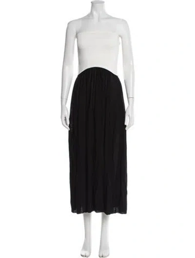 Pre-owned Solid & Striped Strapless Midi Length Dress In Black