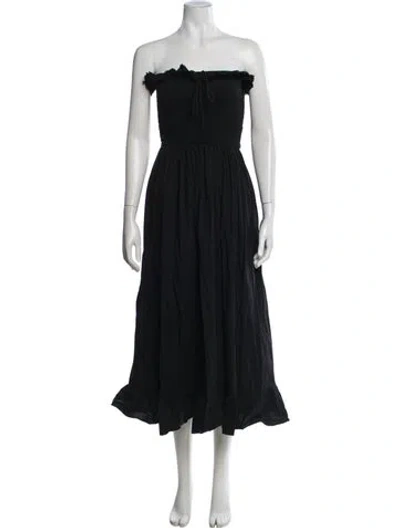 Pre-owned Solid & Striped Strapless Midi Length Dress In Black