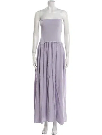 Pre-owned Solid & Striped Strapless Midi Length Dress In Purple