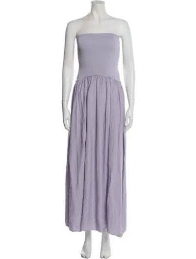 Pre-owned Solid & Striped Strapless Midi Length Dress In Purple