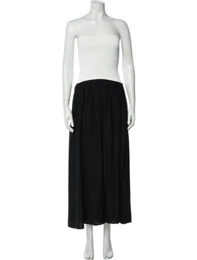 Pre-owned Solid & Striped Strapless Midi Length Dress W/ Tags In Black