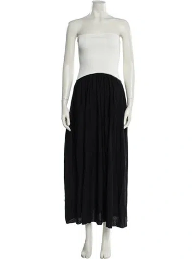 Pre-owned Solid & Striped Strapless Midi Length Dress W/ Tags In Black