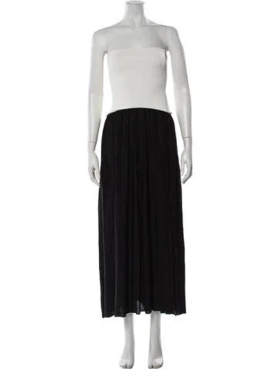 Pre-owned Solid & Striped Strapless Midi Length Dress W/ Tags In Black