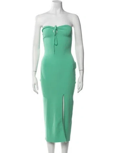 Pre-owned Solid & Striped Strapless Midi Length Dress W/ Tags In Green