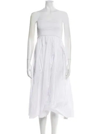 Pre-owned Solid & Striped Strapless Midi Length Dress In White