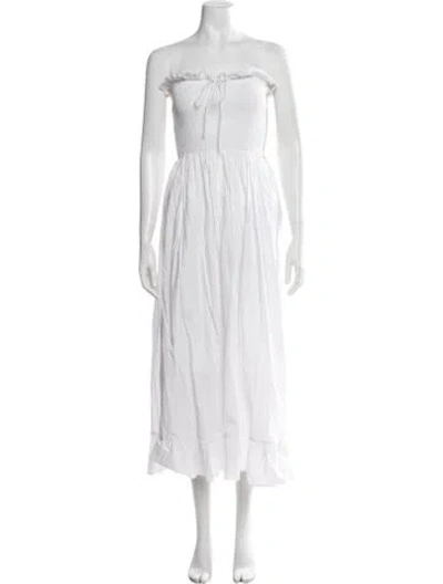 Pre-owned Solid & Striped Strapless Midi Length Dress In White